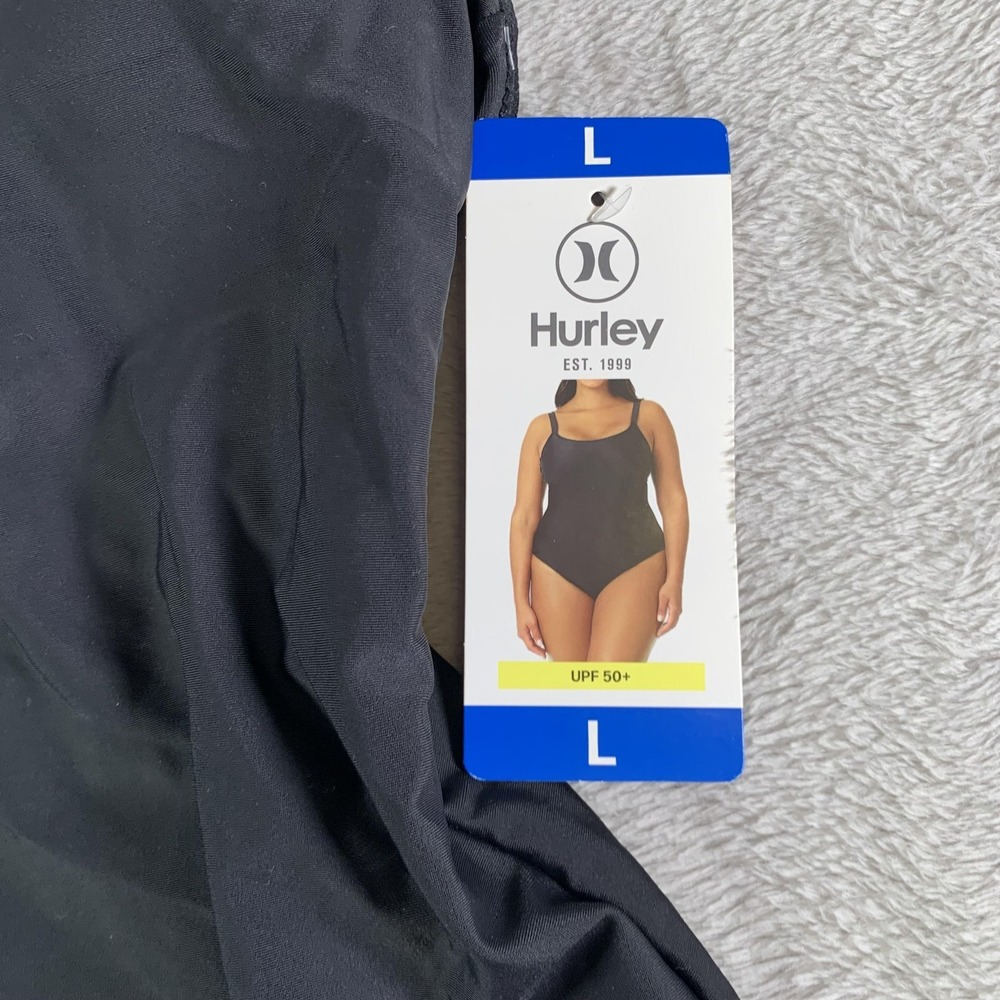 Hurley Swimsuit Womens Large Black One Piece UPF 50+ Adjustable Straps‎ NEW - Picture 3 of 11
